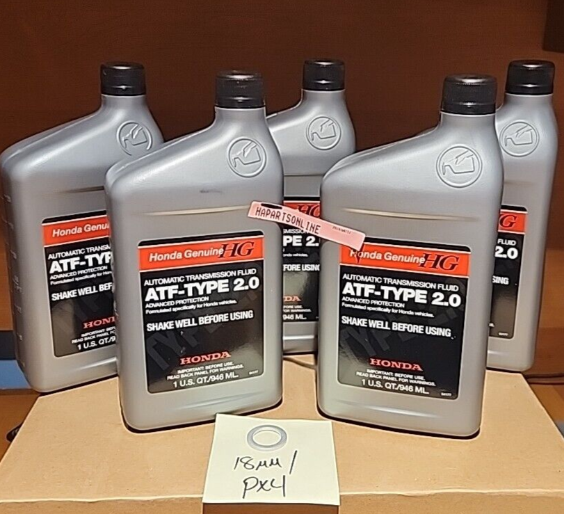 5 QTS Honda OEM ATF Type 2.0 W/Washer Automatic Transmission Fluid NEW SEALED
