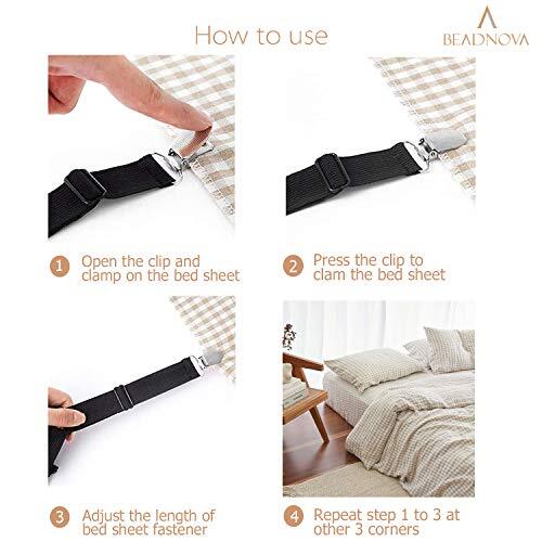 Bed Sheet Straps 4 Pcs Bed Sheet Holders Fitted Sheet Clips Adjustable Sheet