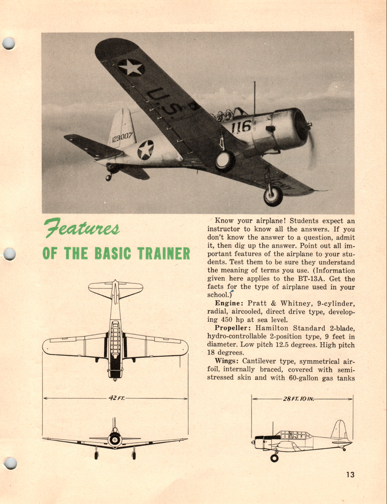 150 Page AAF INSTRUCTORS' MANUAL BASIC FLYING Vultee BT-13 Valiant on Data DVD