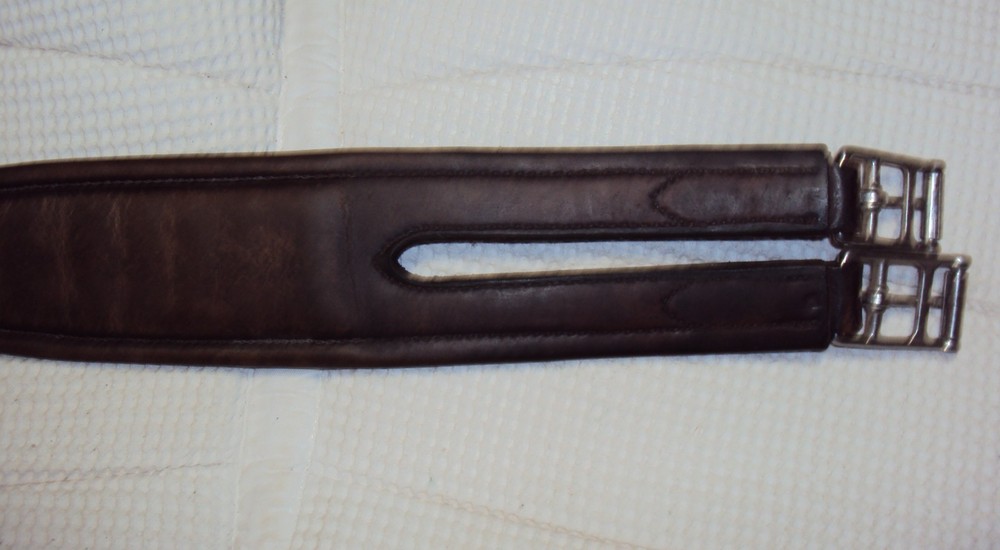AMISH Leather Brown Girth - 53" - Padded/Elastic - NICE