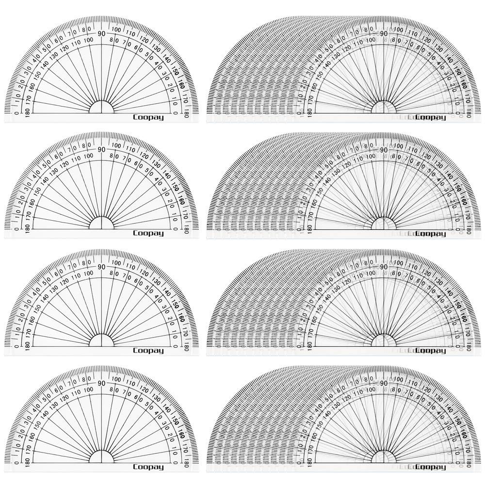 48 Pack Plastic Protractors Student Math Clear 180 Degrees 4 Inches Angle