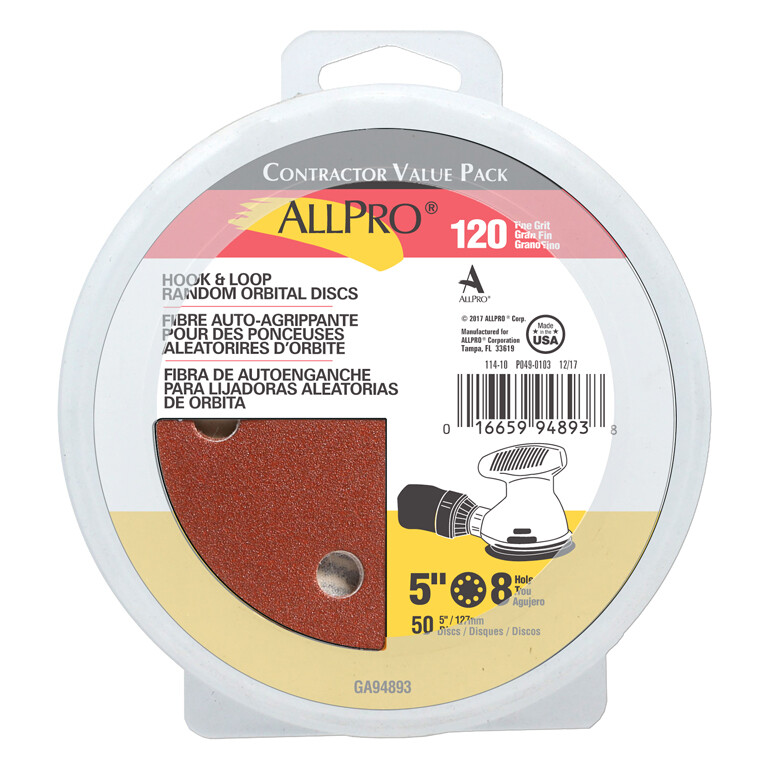 ALLPRO Standard 5" Hook & Loop Discs 50pk