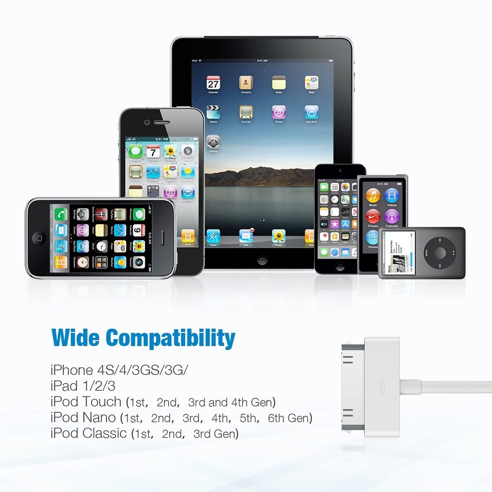 Apple 30-pin USB Charging Cable 2 Pcs