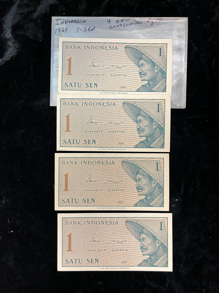 1964 Indonesia 1 Sen 4 Consecutive Notes