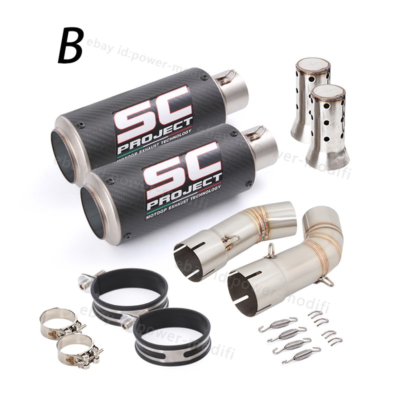 For Ducati 848 1098 1198 Exhaust Tip Mid Pipe Carbon Muffler Slip On 51MM System