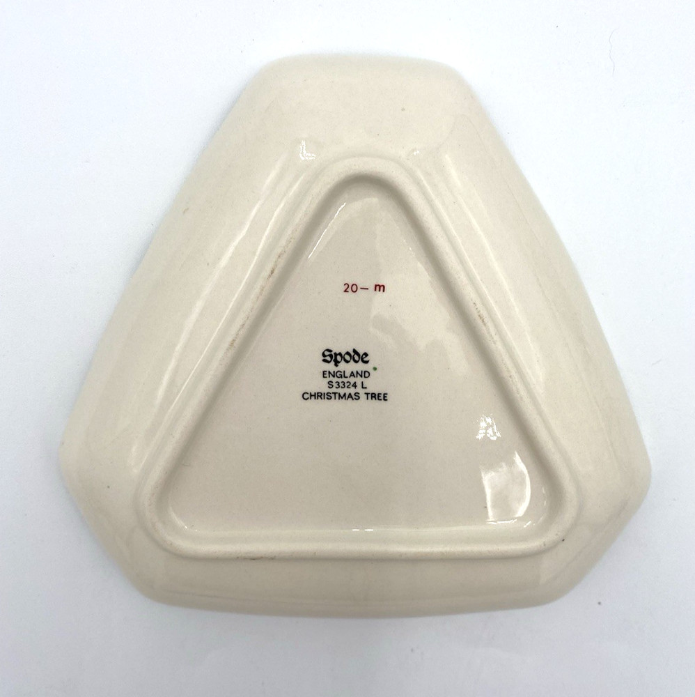 Vintage (1987) Spode Christmas Tree - Green Trim Triangular Tray, 5.25"