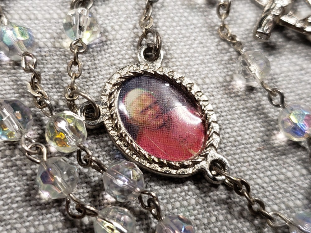 Beautiful Rosary Pope Benedict Glass Beads Prayer Religious Christian Gift C32