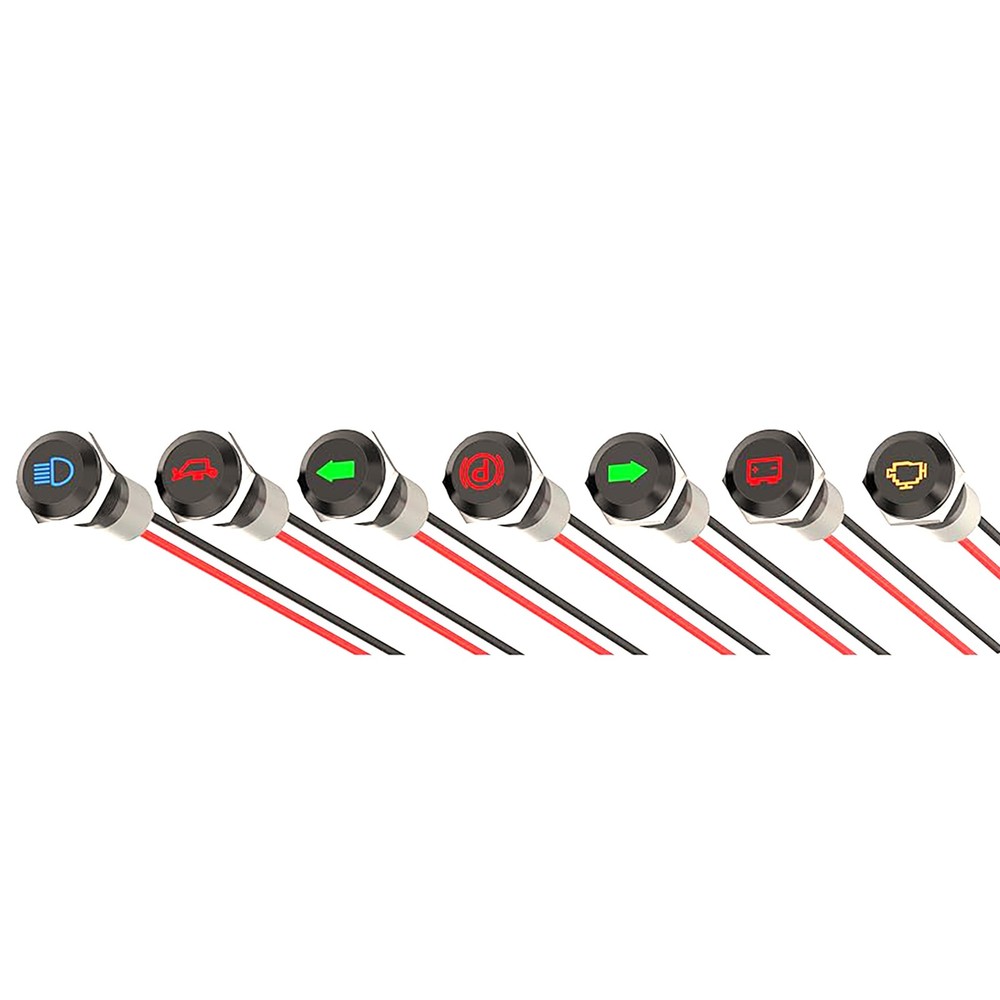 Automotive Warning Light Kit DC 12V 24V LED Dashboard Indicators Waterproof