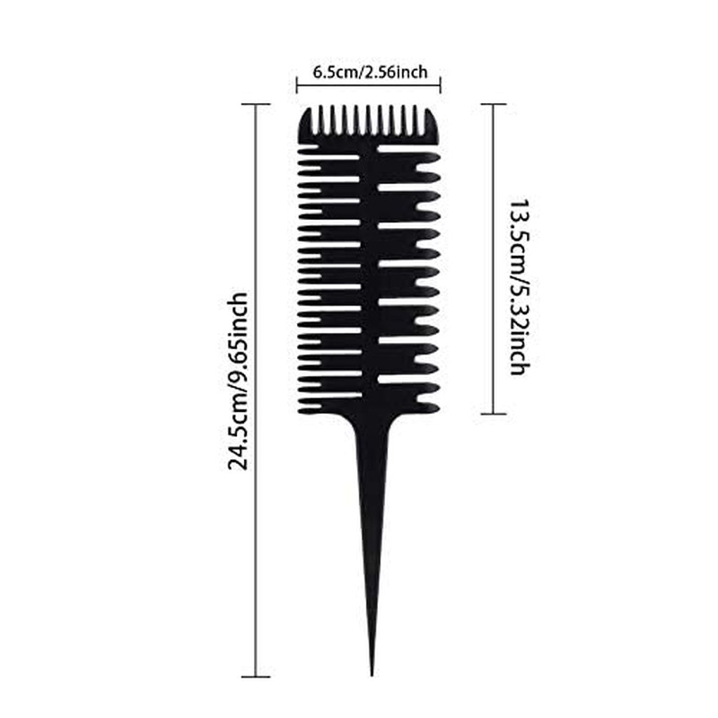 6 Pcs 3-Way Weaving & Sectioning Foiling Comb, Professional 3-Sided Highlighting