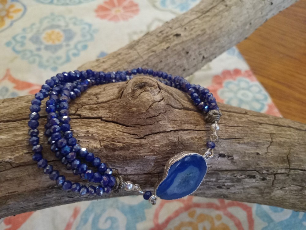 BOHO handcrafted artisan  bracelet CRYSTAL & AGATE