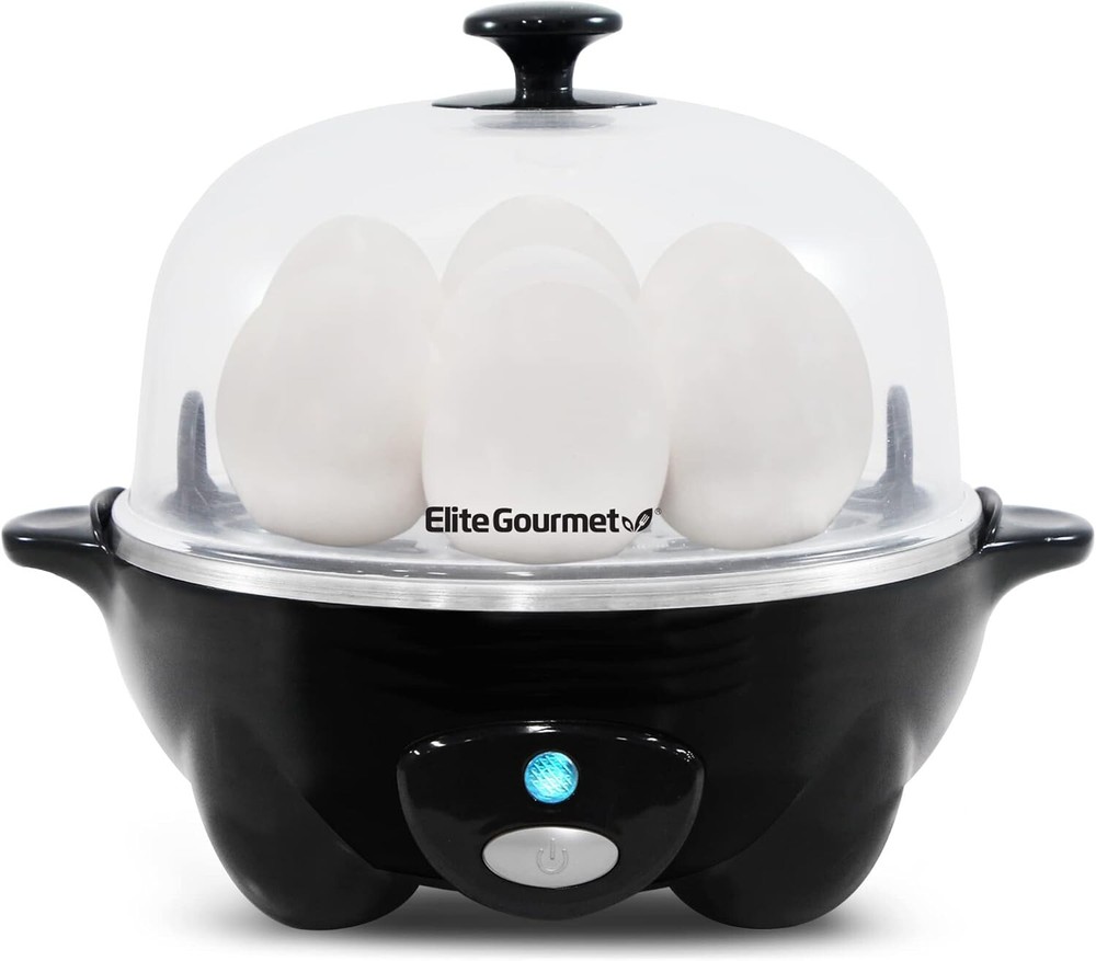 Compact and Versatile Egg Cooker: 7 Egg Capacity with Timer & 16 Recipe Booklet
