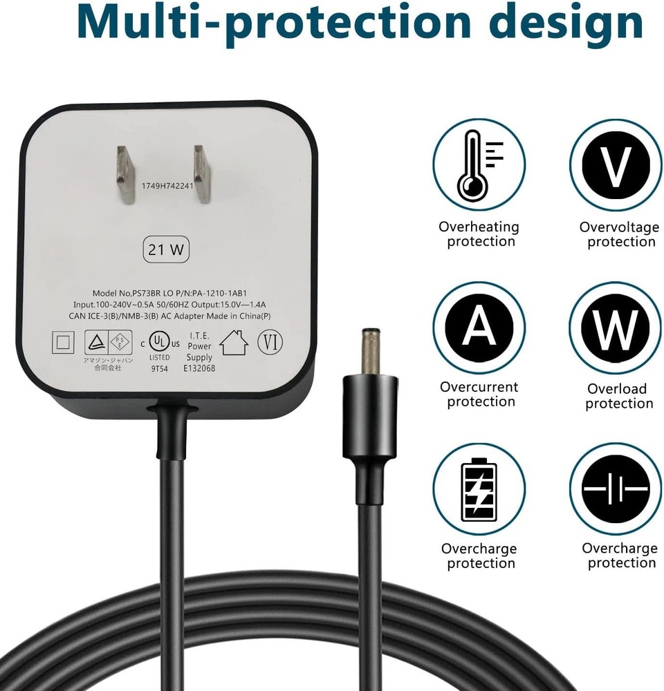 21W Power Adapter for Echo 1st & 2nd Generation, Echo Show 1st Gen, Echo Plus...