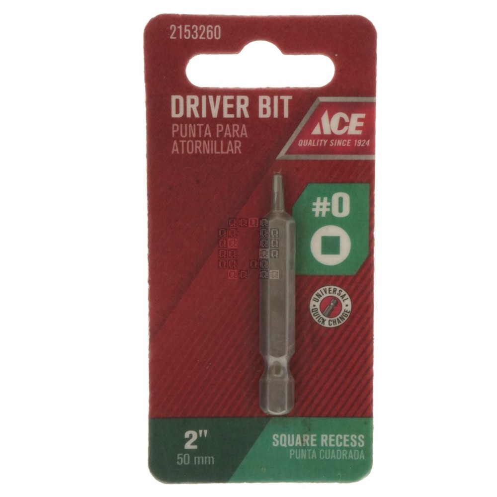 ACE Hardware 2153260 #0 Square / SQ0 Driver Bits, 2" Length