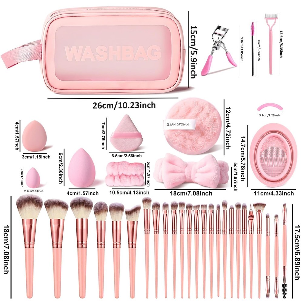 HGHDBT 70Pcs Pink Makeup Brushes Set Professional Makeup Kit Multi-functional