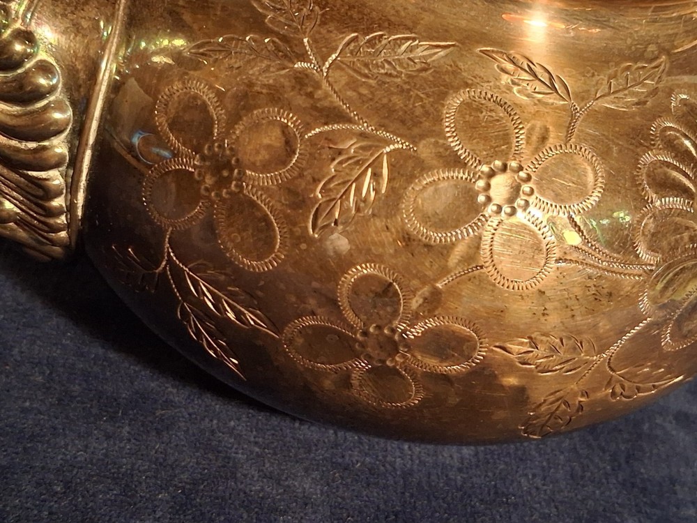 Victorian ROGERS BROS Floral Triple Silver Plate Tea Pot Pattern #1985/5