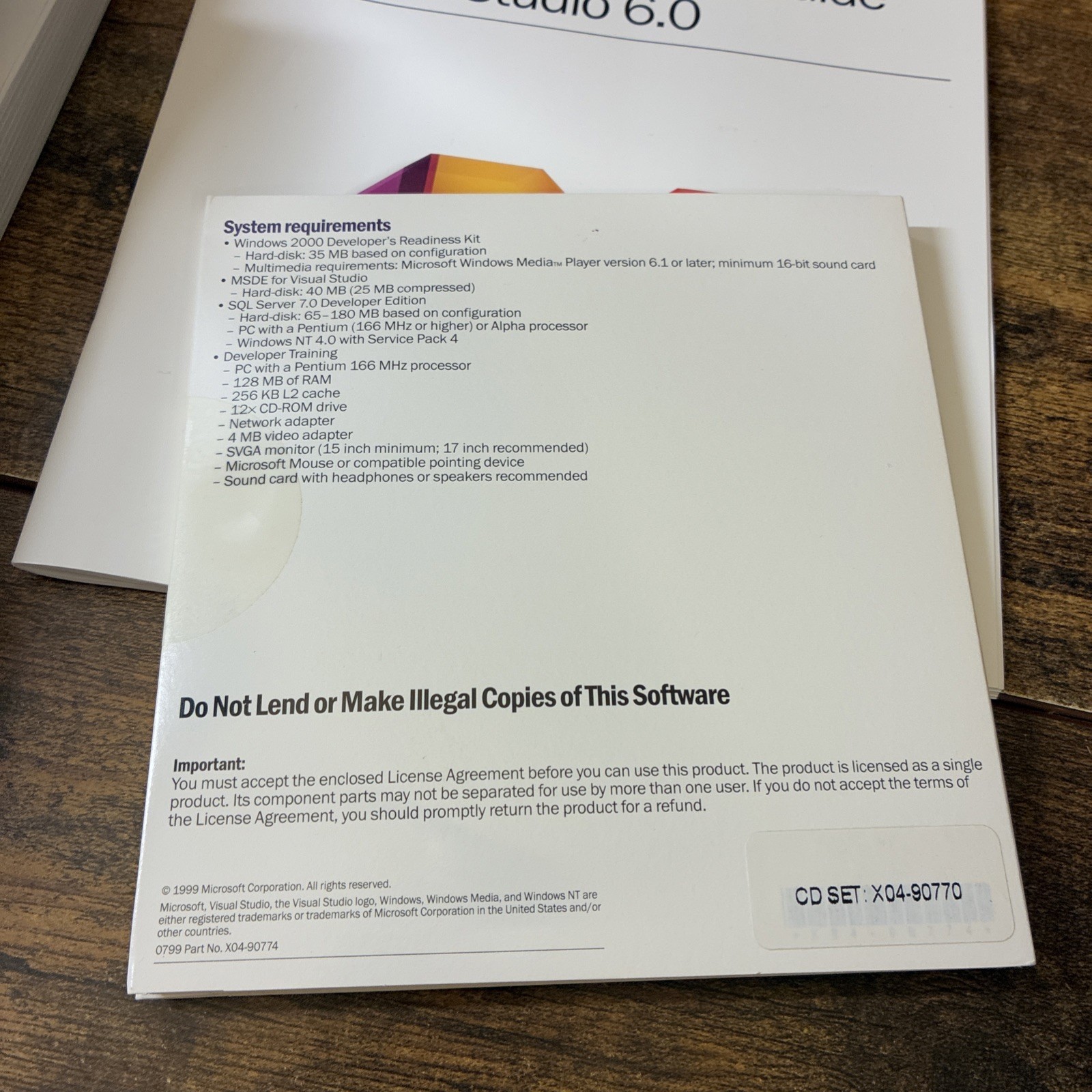 Microsoft Visual Studio 6.0 Enterprise Edition 628-00404 Retail Box Complete CIB