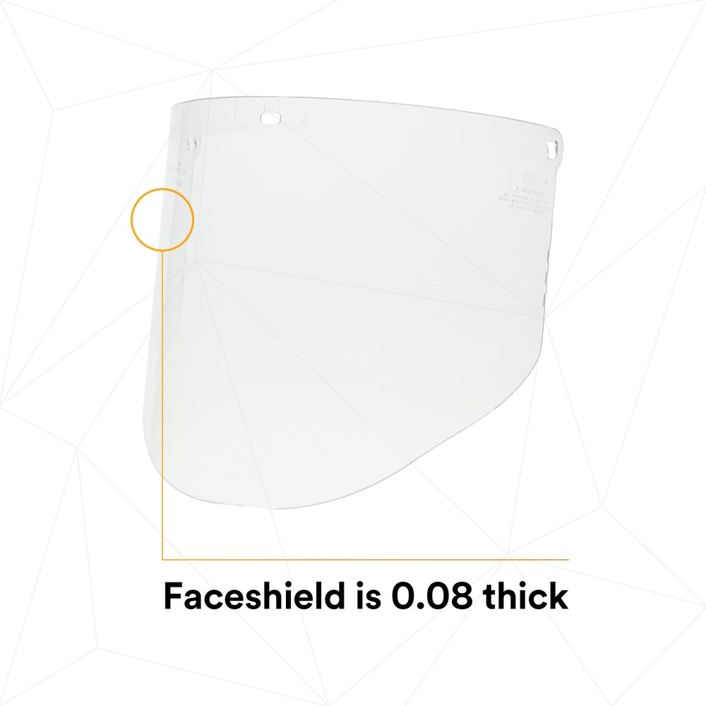 3M Clear Polycarbonate Faceshield WP96, 82701-00000, Molded 10 EA/Case