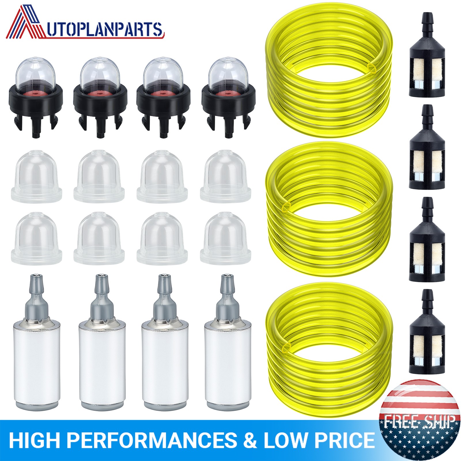 4 Sizes 8 Ft Fuel Line 188-512 Primer Bulb For Husqvarna Poulan Stihl chainsaws