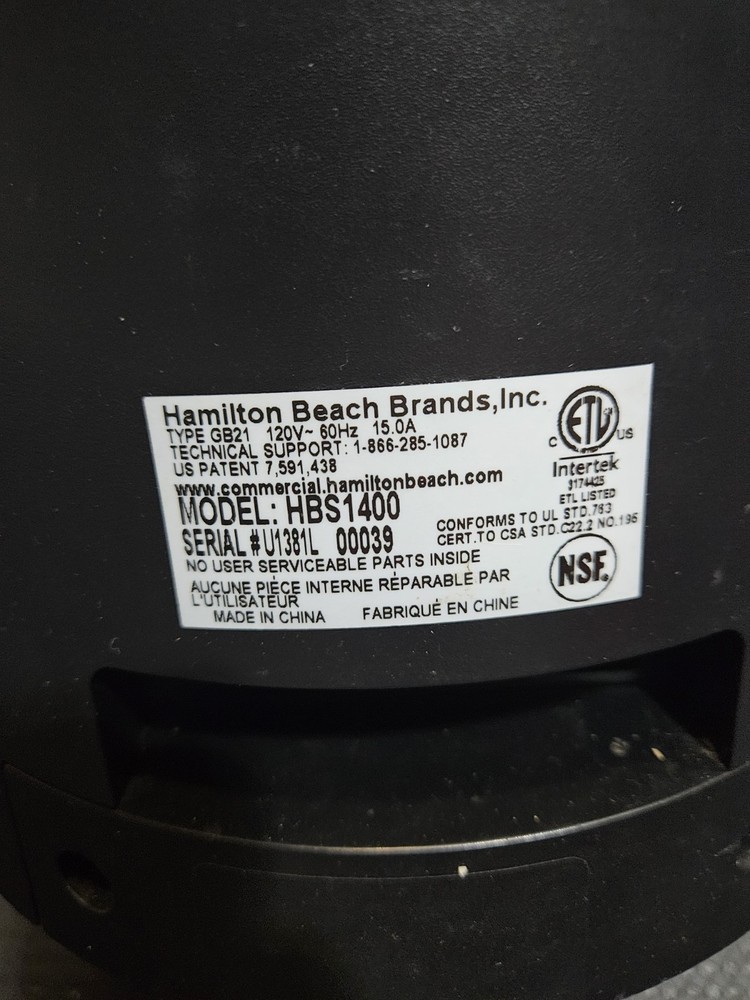 Hamilton Beach HBS1400 - Sometimes works, random sensor error