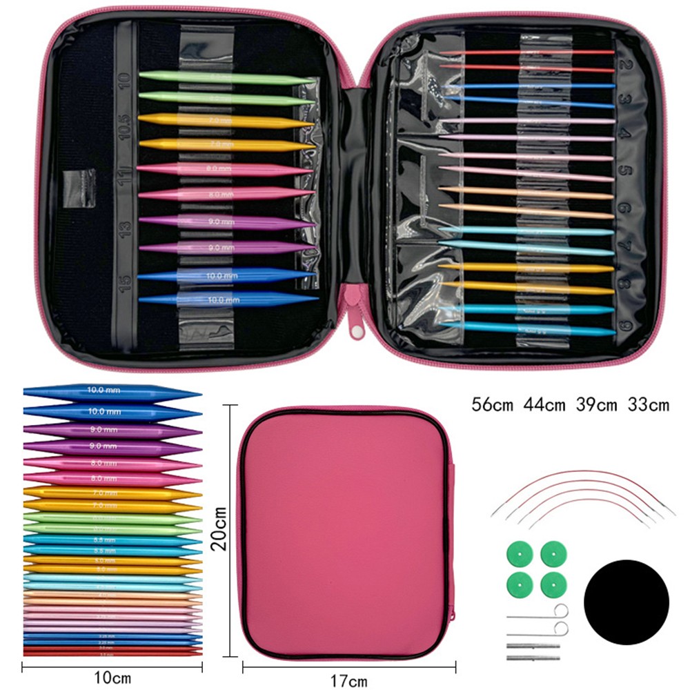 Knitting Needles Set Removable Interchangeable Head Circular Needles Colorful