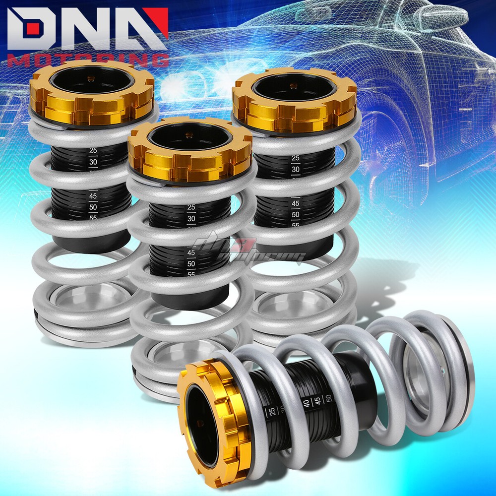 SILVER ADJUSTABLE 1-4" BLACK SCALE SUSPENSION COILOVER SPRING FOR 88-00 EG EK DC