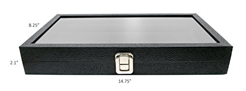 Set of 2 Glass Top Display Cases Jewelry Organizer Multi-Purpose Rings Bracelets