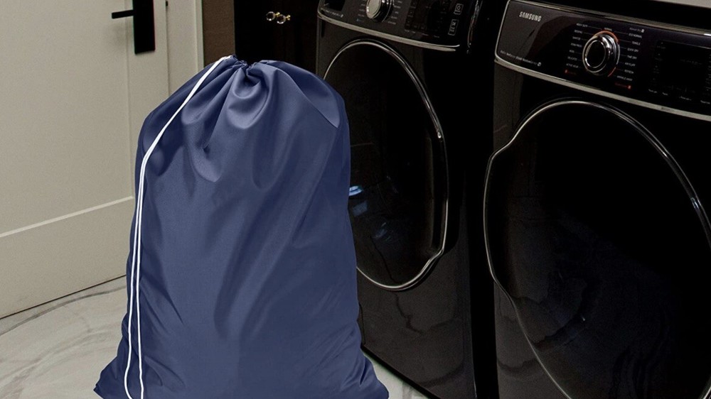 2-Pack Extra Large Heavy Duty Nylon Laundry Bag Locking Drawstring Closure, Navy