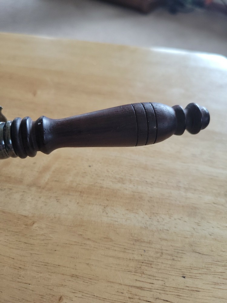 Vintage Silver-Plated Gravy Boat with Wood Handle. Unmarked