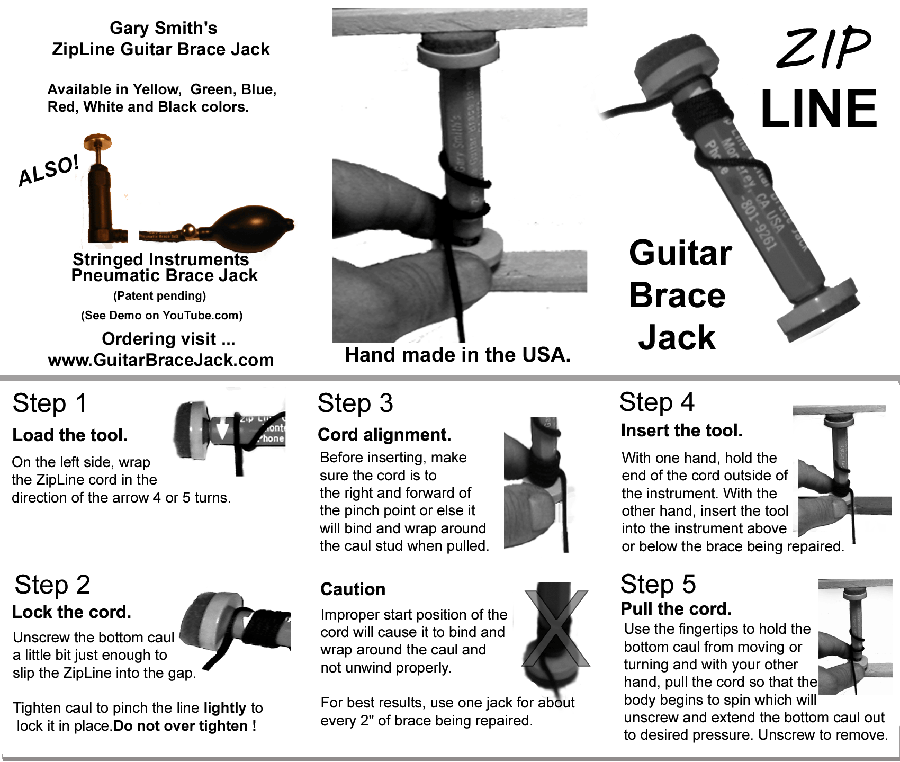 Gary's ZIPLINE Guitar and Stringed Instruments Brace Repair Tool - SMALL 3"