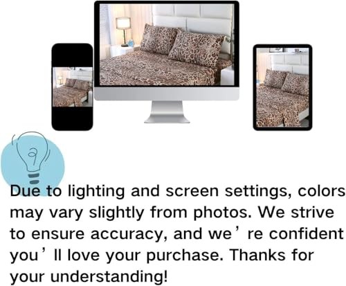 4PCS Bedding Sheets Size Print Sheet Set Included 1 Fitted Sheet Queen Leopard