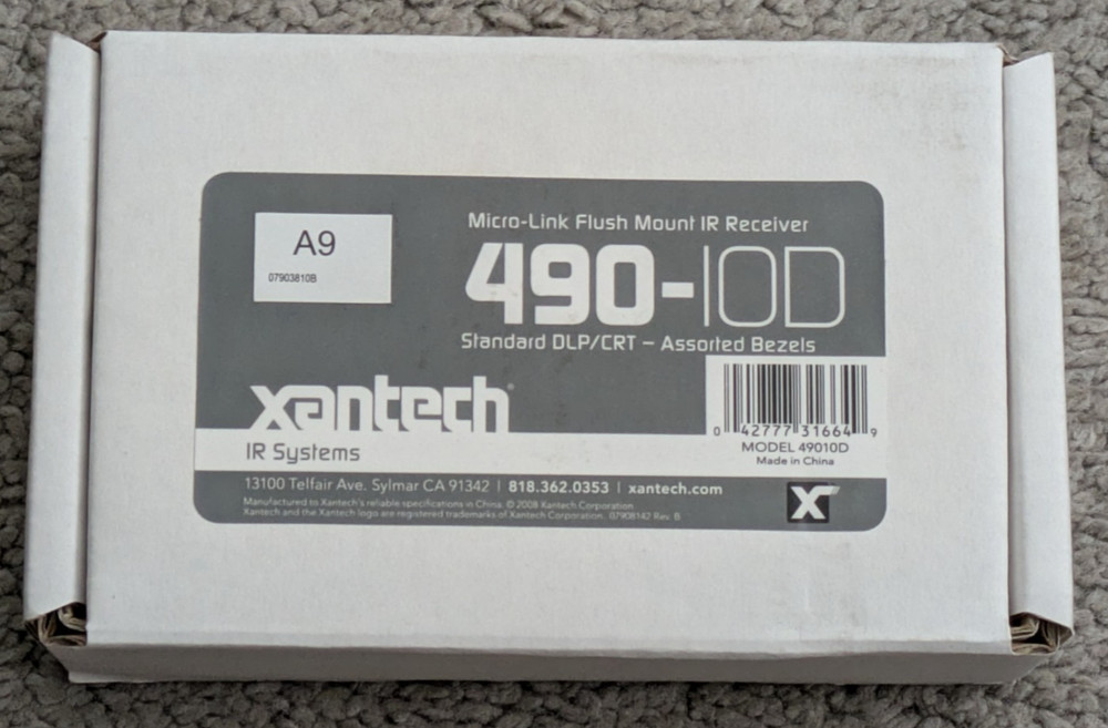 Xantech Micro-Link Flush Mount Standard IR Receiver 490-10D