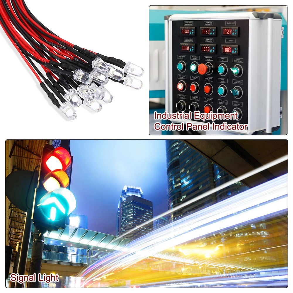 5mm LED Diode Light, 16Pcs 12V DC Pre Wired LED Light Bulb, Rainbow Slow Light