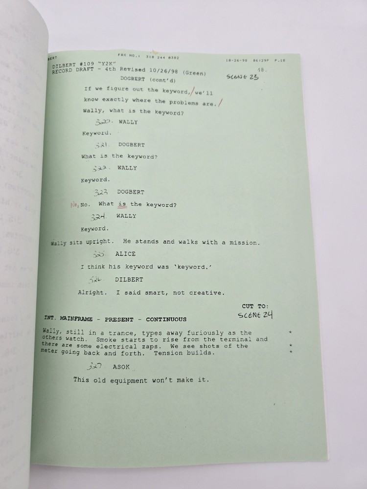 DILBERT / Larry Charles 1998 TV Script, Daniel Stern & Chris Elliott "Y2K"