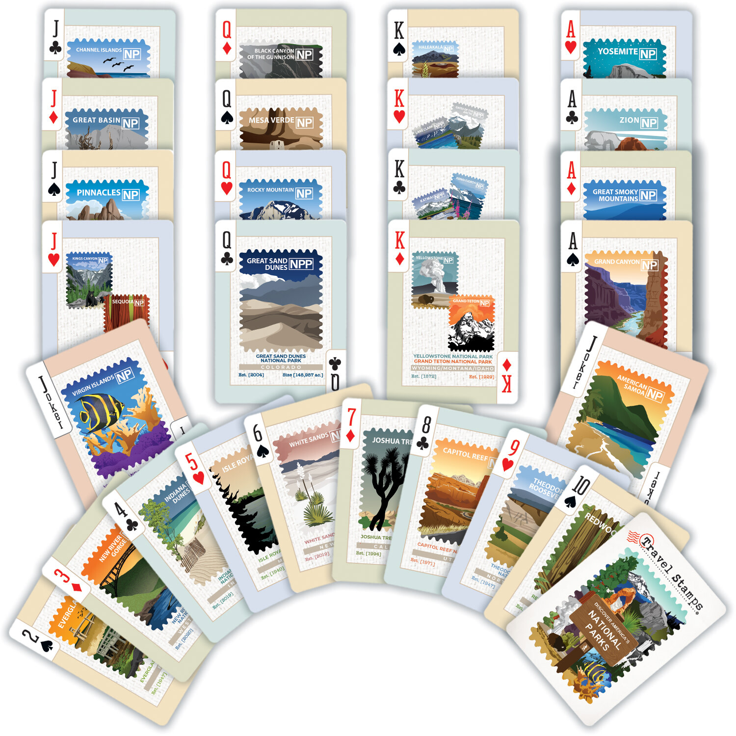 MasterPieces - National Parks Travel Stamps Playing Cards - 54 Card Deck