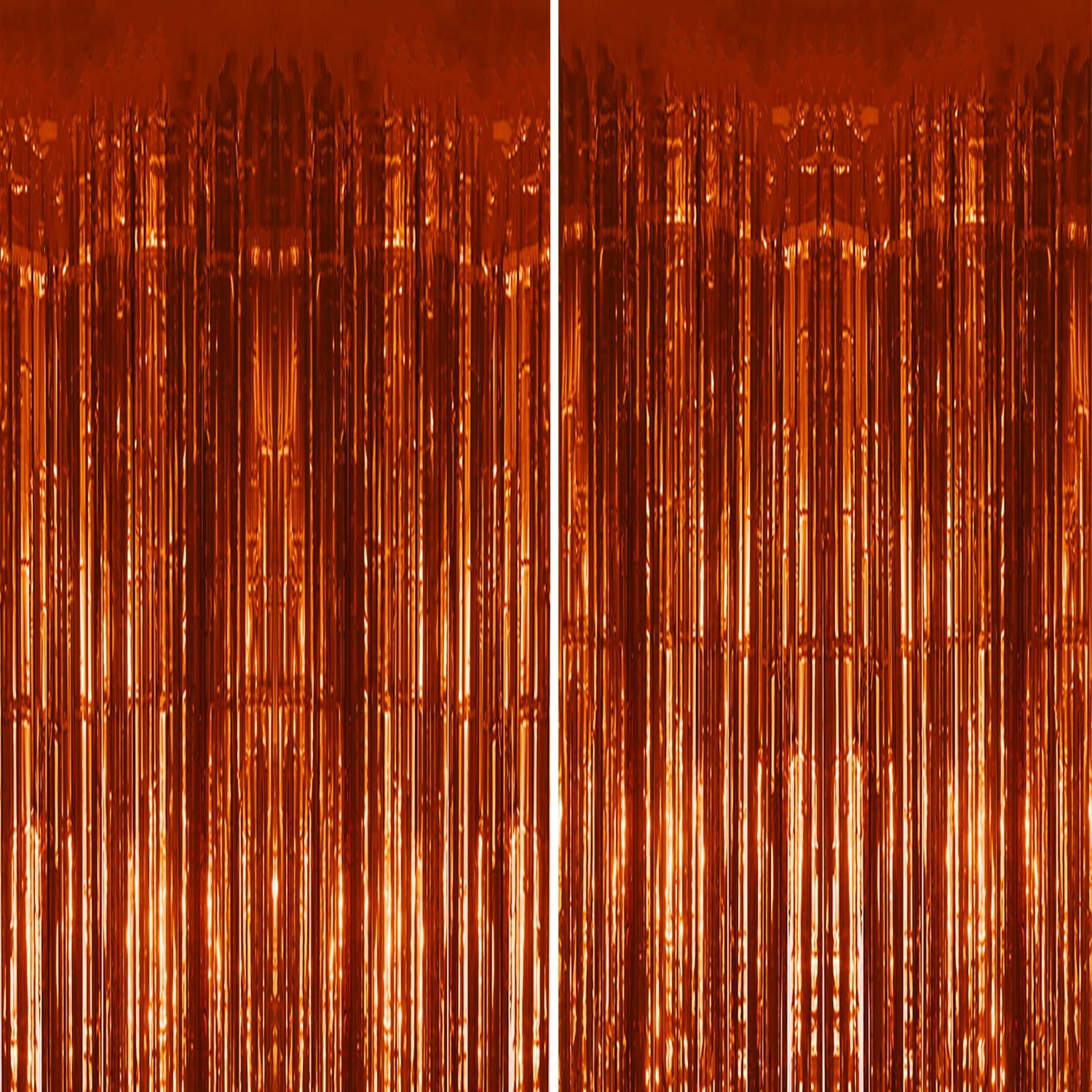 2 Pack Foil Fringe Backdrop - Bronze Shiny Tinsel Curtains for Party Decorati...