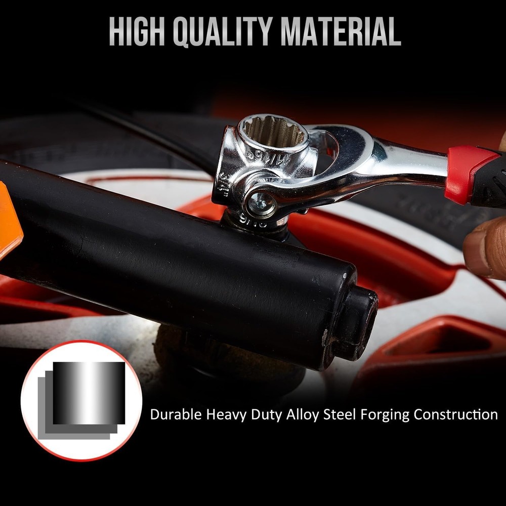 48-in-1 Socket Wrench, Flexible Multi Functional Dog Bone with Rubber Handle,...