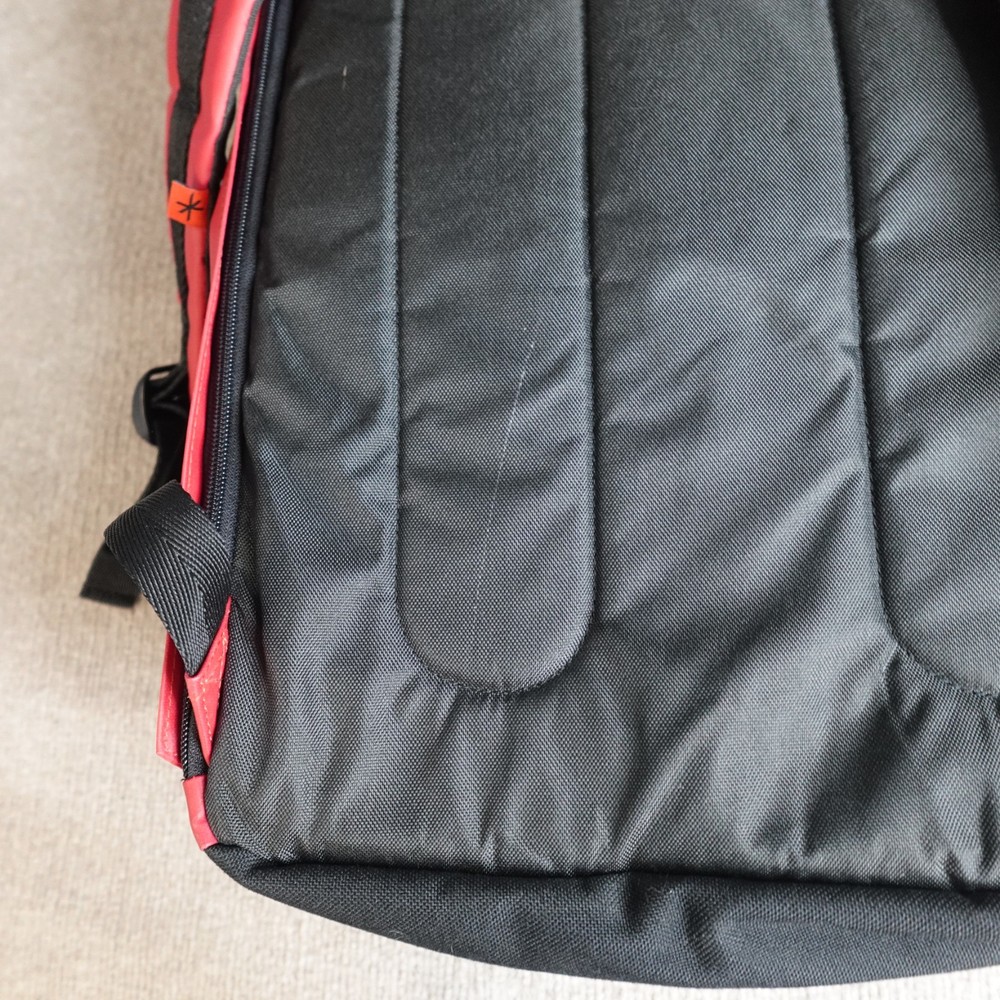 Shrine Backpack Black Red Solid Sneaker Compartment Travel