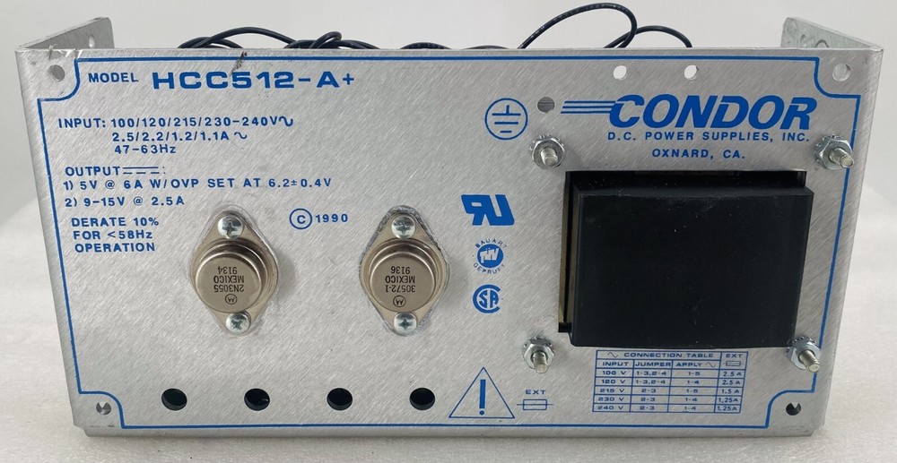 CONDOR HCC512-A+ 5V 6AMP DC POWER SUPPLY
