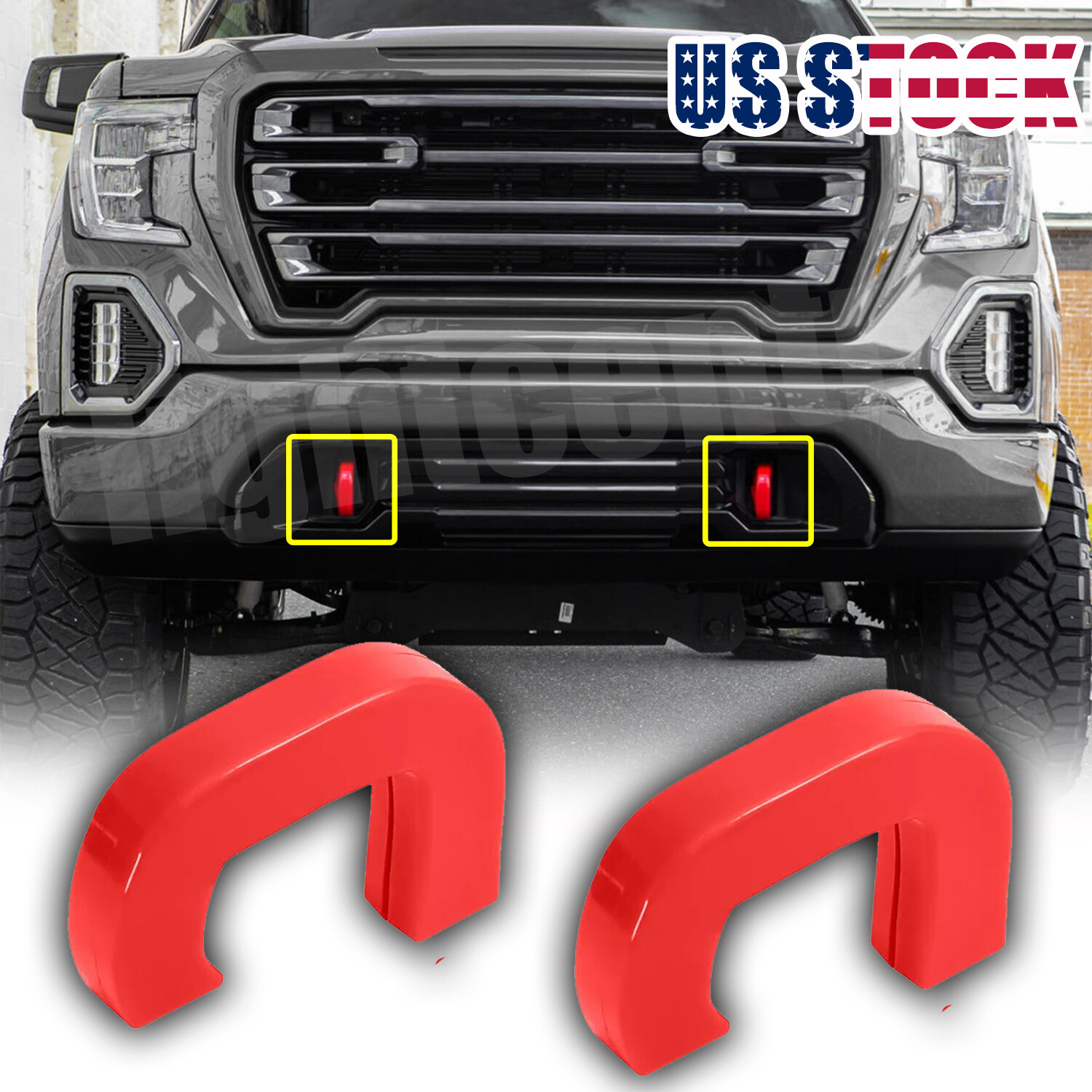 Tow Hook Covers for GMC Sierra 1500 2019-2024 Vertical Tow Hooks Hitch Cover Red