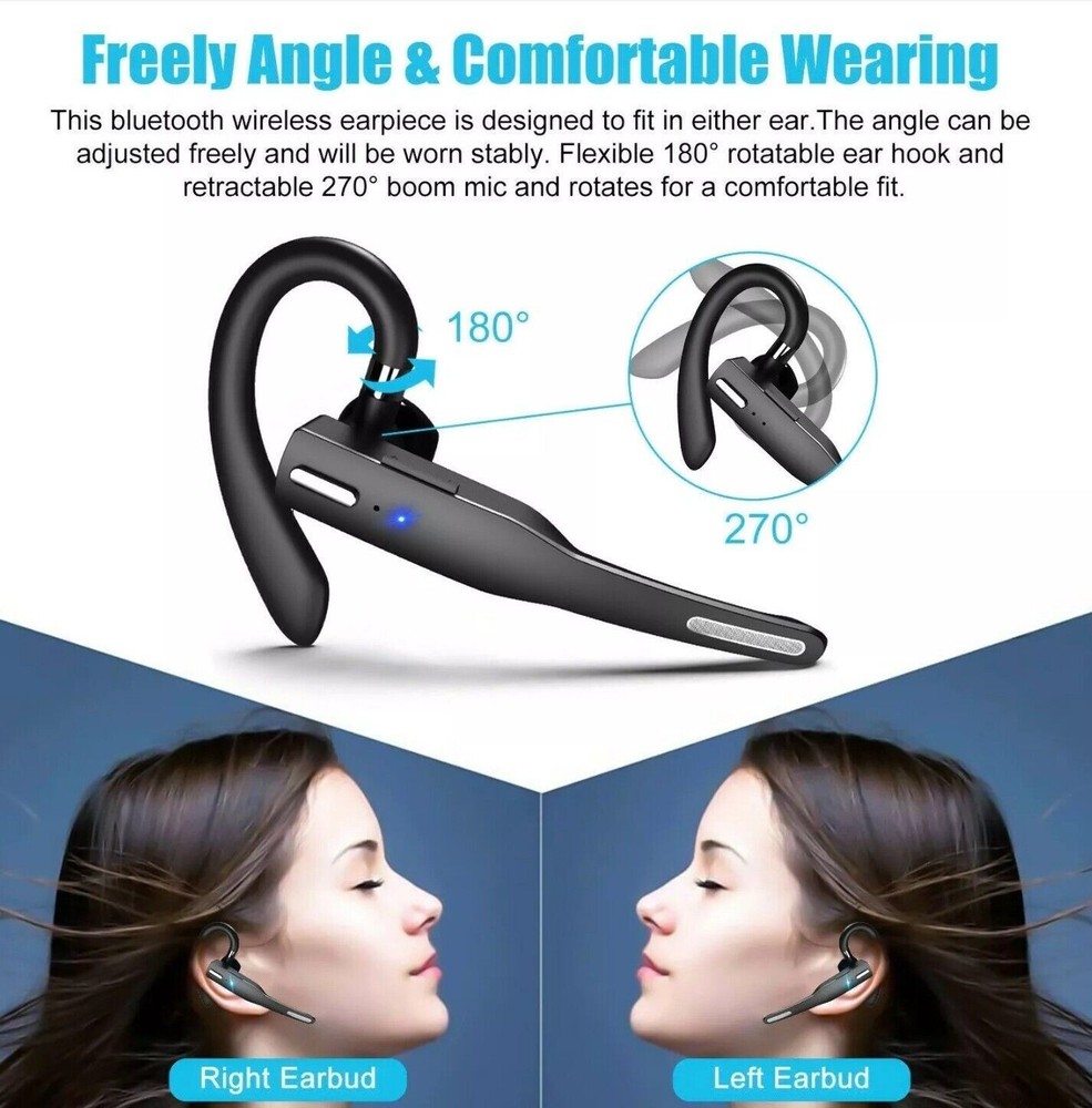 Bluetooth Headset Wireless Bluetooth Earpiece with 500mAh Charging Case 72 Hours