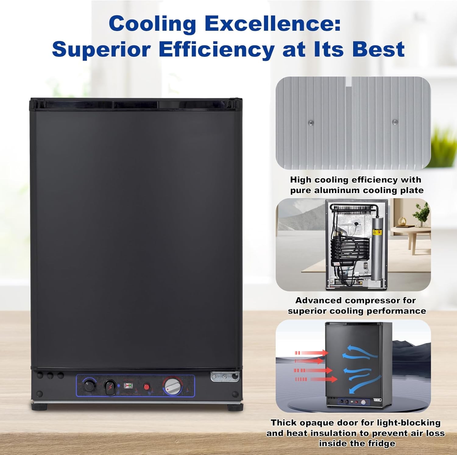 Smad Propane Fridge LPG 12V 3 Way 2.1 Cu.ft Outdoors Refrigerator Camping, RV