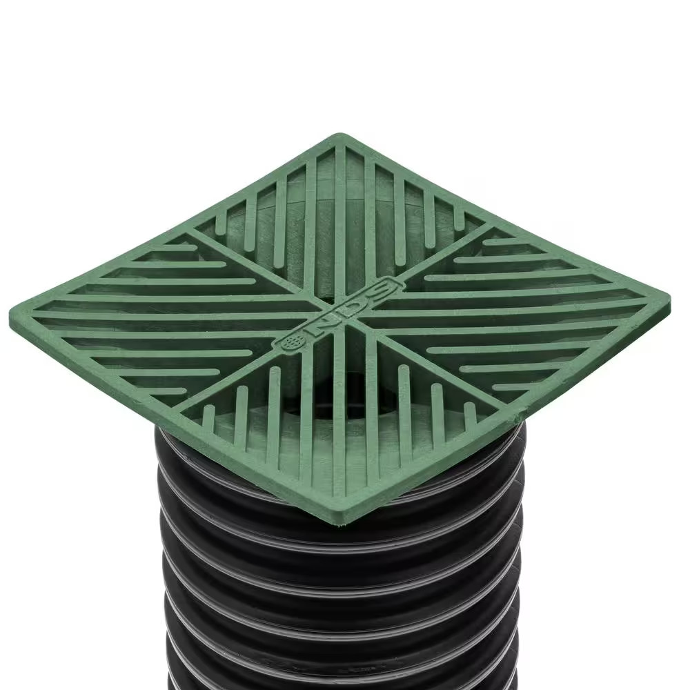6 In. Plastic Square Drainage Grate in Green