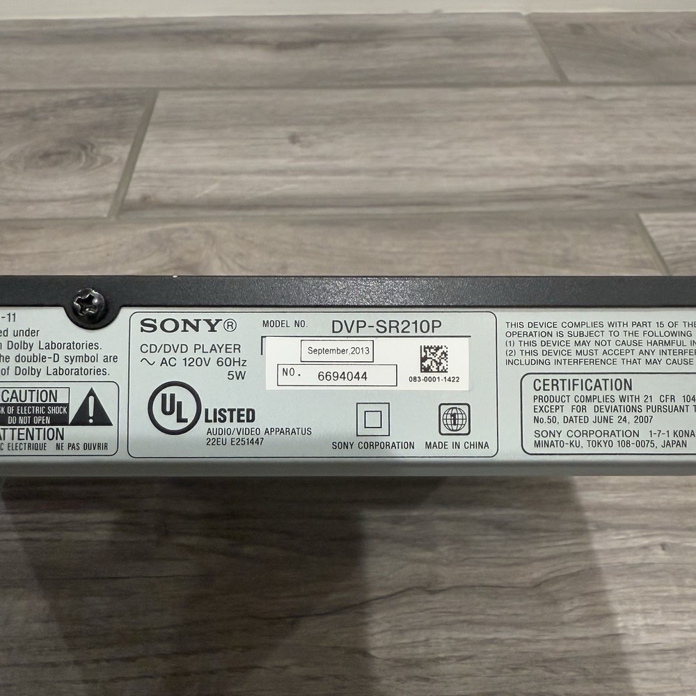 Sony DVP-SR210P Progressive Scan DVD Player HDMI Component Output - NO REMOTE