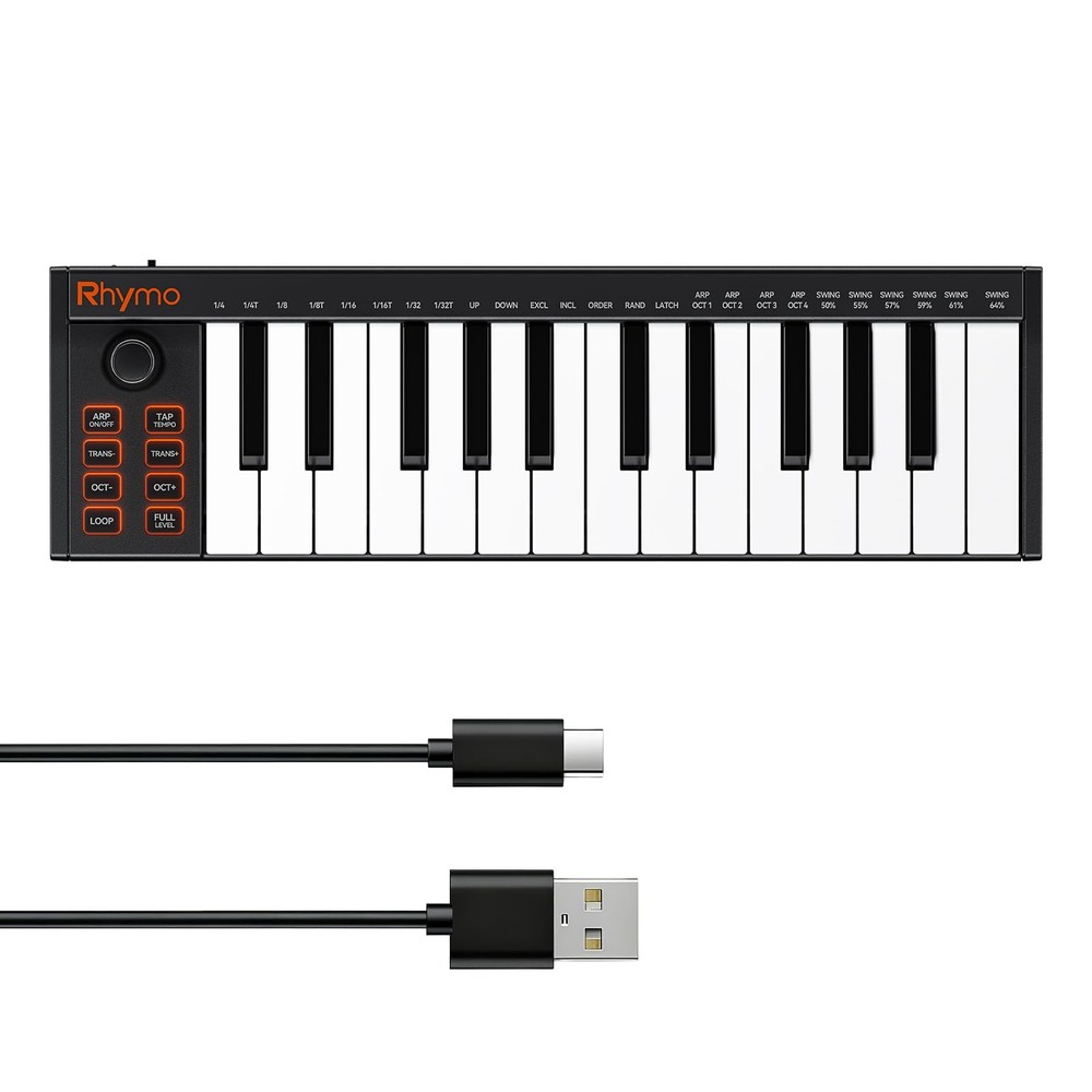 Mini MIDI Keyboard, 25 Key MIDI Controller for Beginner with Velocity-Sensiti...