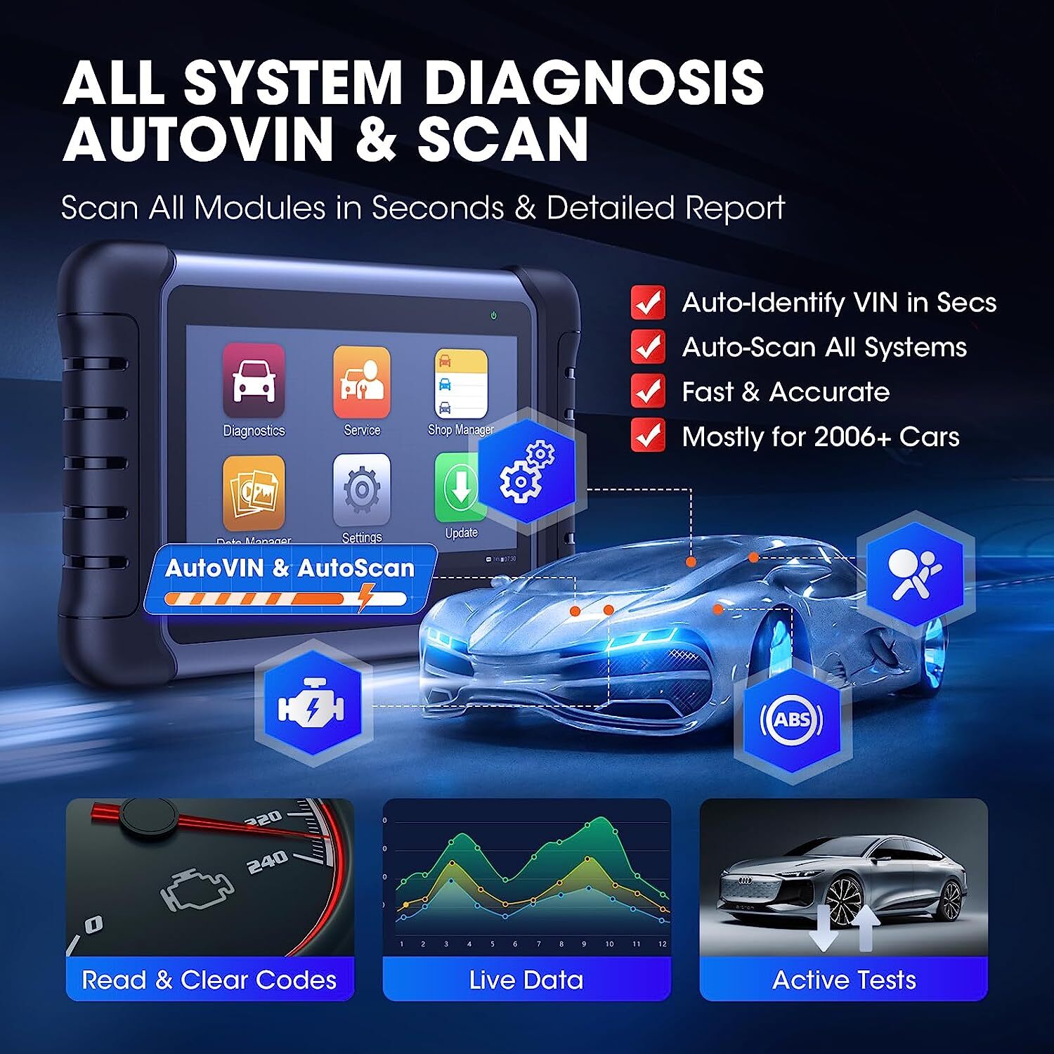 2025 Autel MaxiCOM MK808S MX808S Bidirectional Car Diagnostic Scanner Key Coding