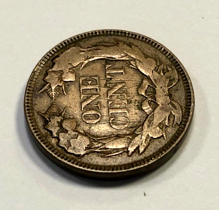 1858 LL Flying Eagle Small Cent 1c VF Details - Damaged
