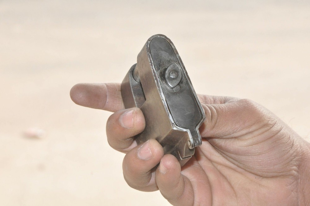 Vintage Iron Handcrafted Square Shape Fine Engraved Strip System Padlock