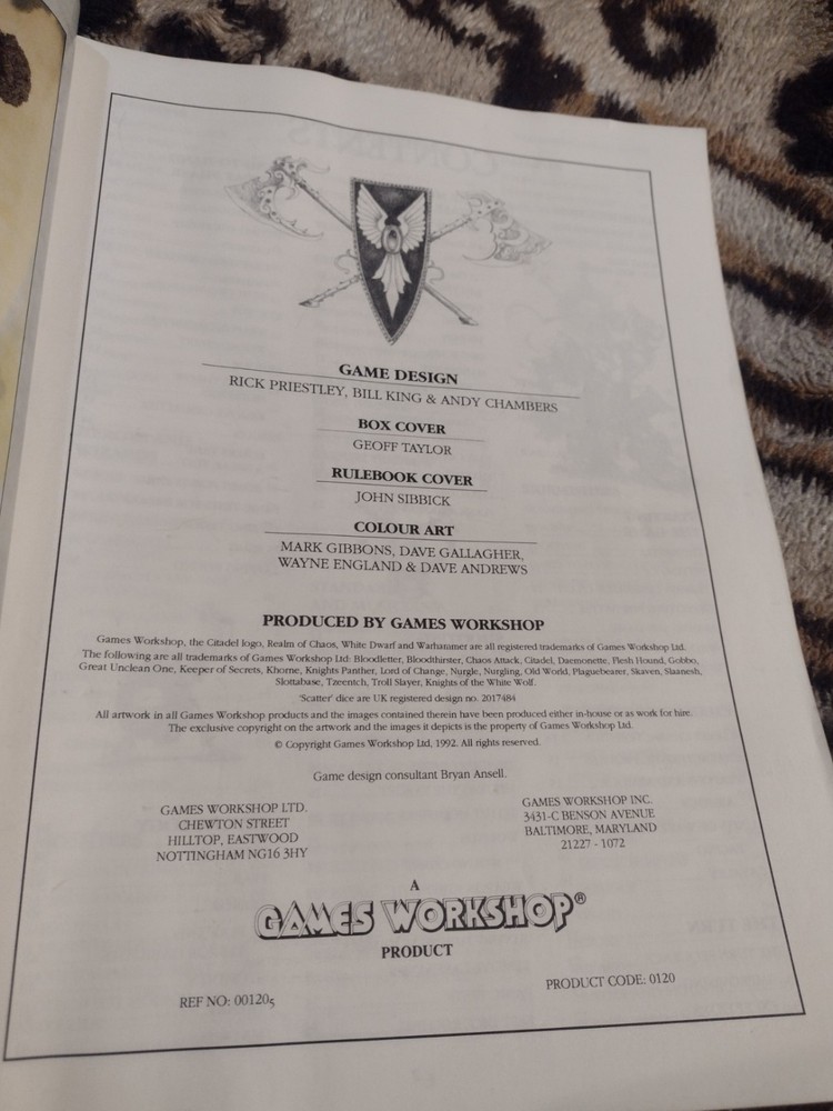 Warhammer RPG rulebook soft cover 1992 edition