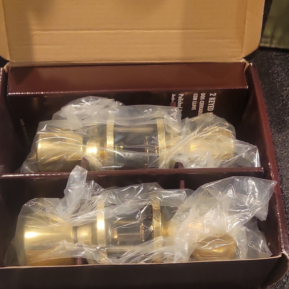 MOUNTAINsecurity 2 Keyed Entry Knobs Polished Brass 3137-105 Exterior Door