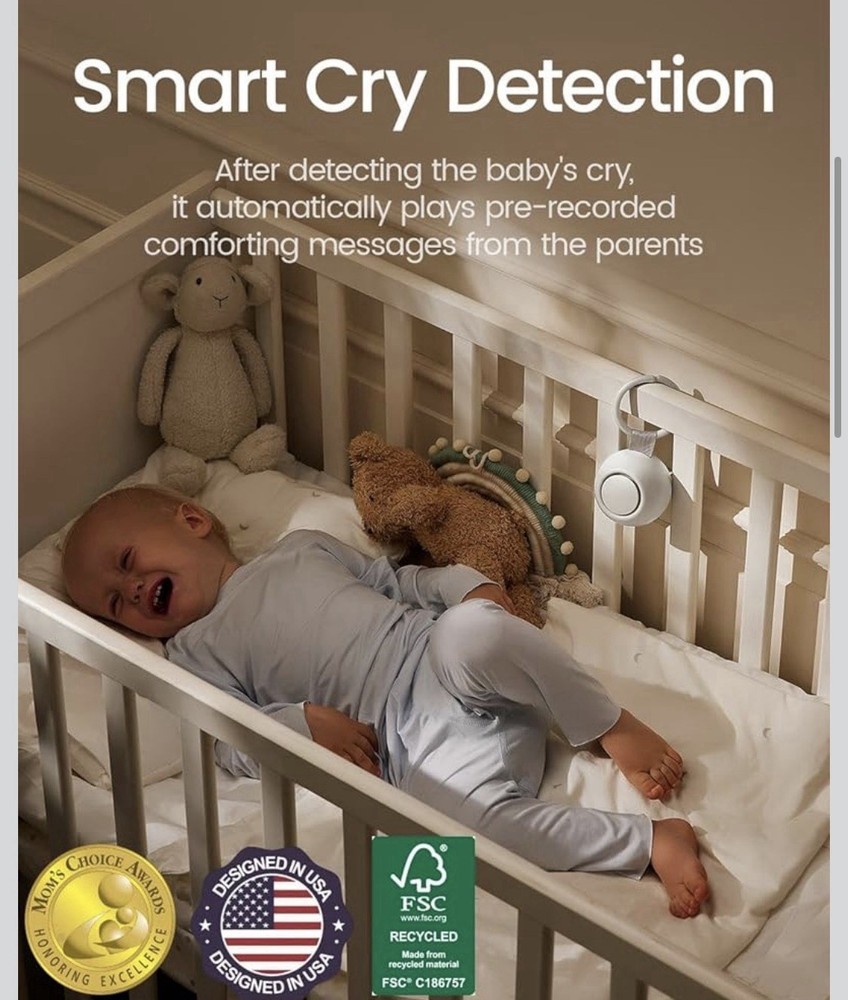 CHICWAY White Noise Machine Beige, Smart Cry Detection, Bluetooth, Soft Lighting